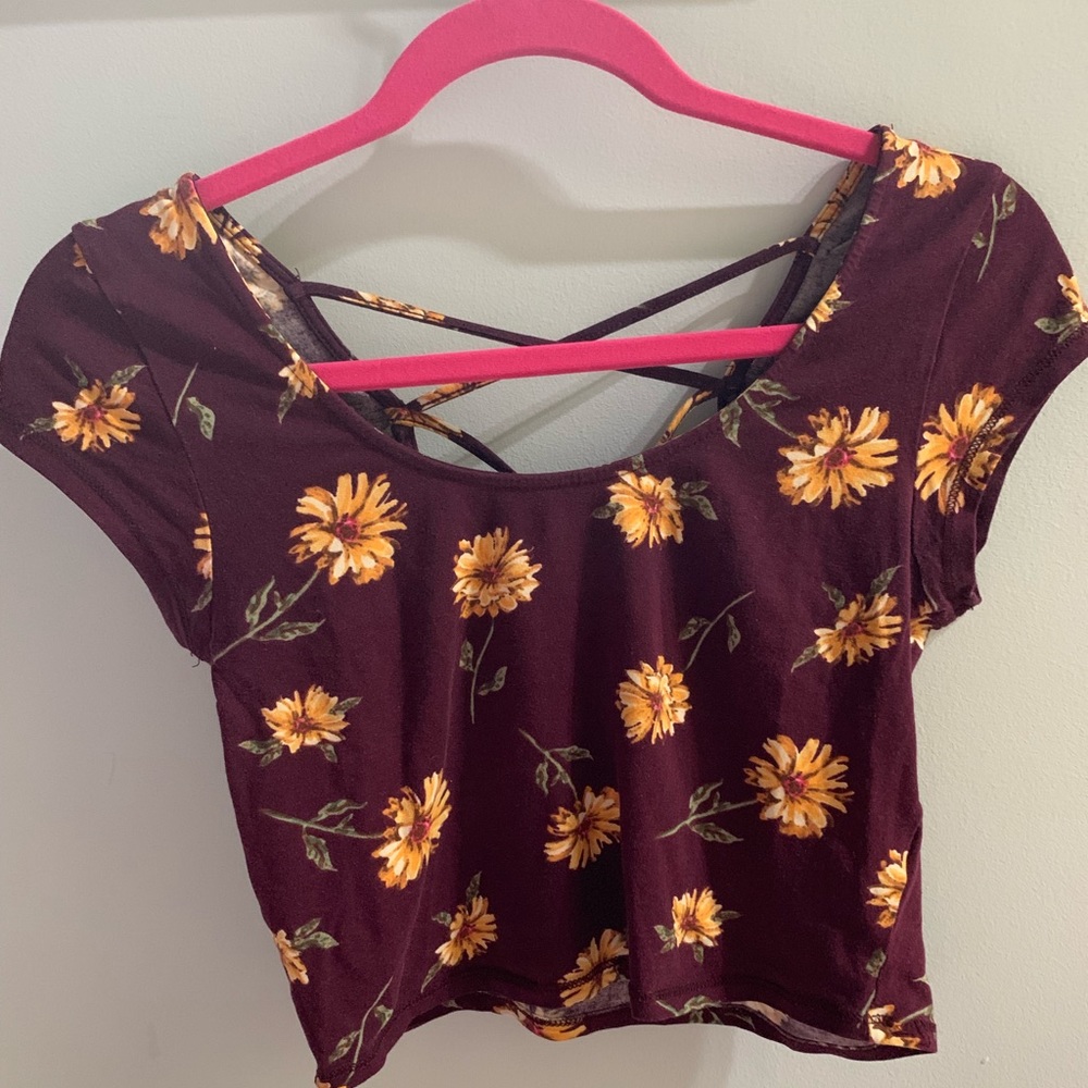 Burgundy Floral Crop Top